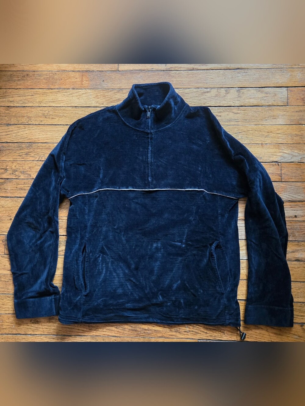 APC Paris M Bike Ribbed Blue Velvet Half Zip Sweatshirt